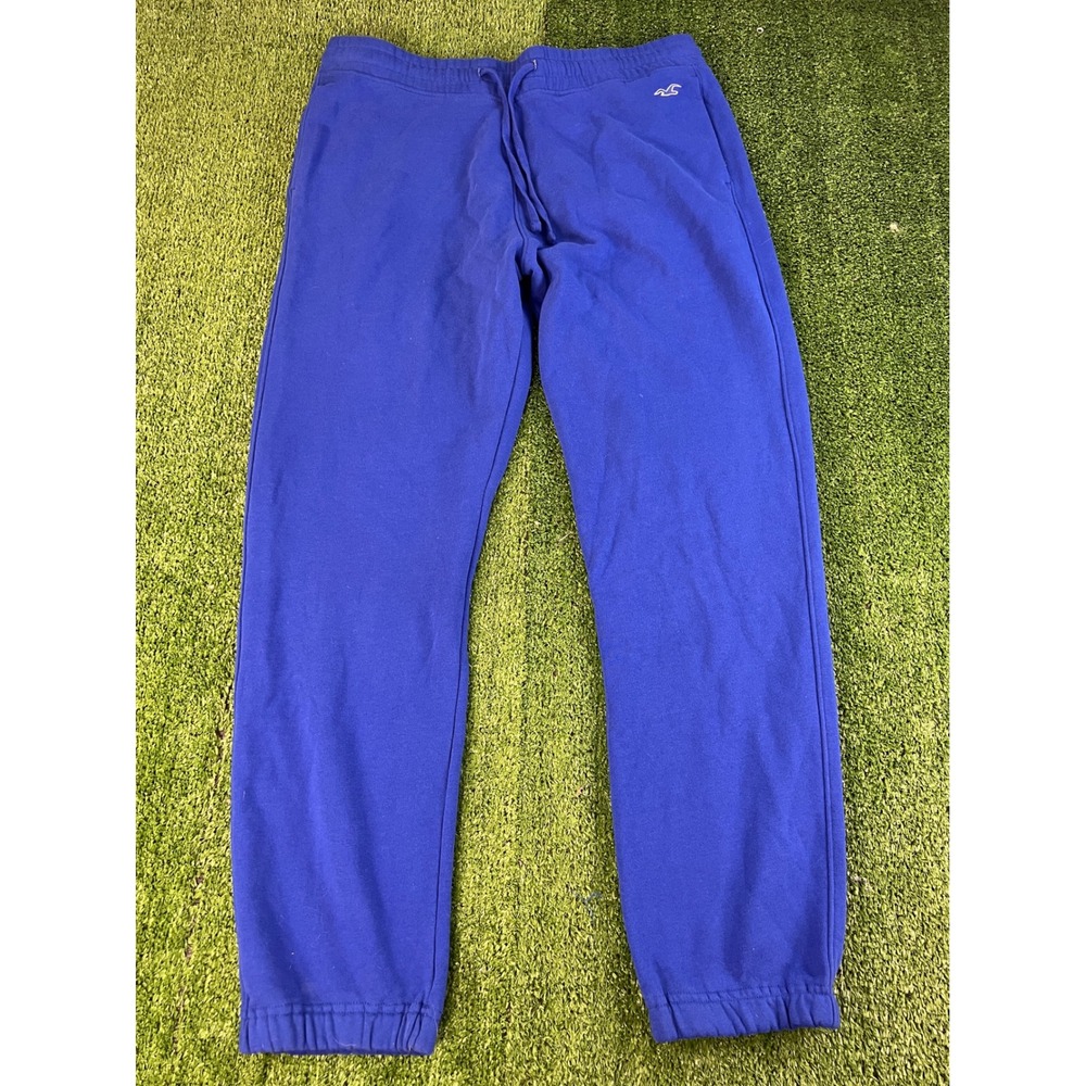 Hollister Mens Royal Blue Fleece Jogger Sweatpants Embroidered Logo Large LG
